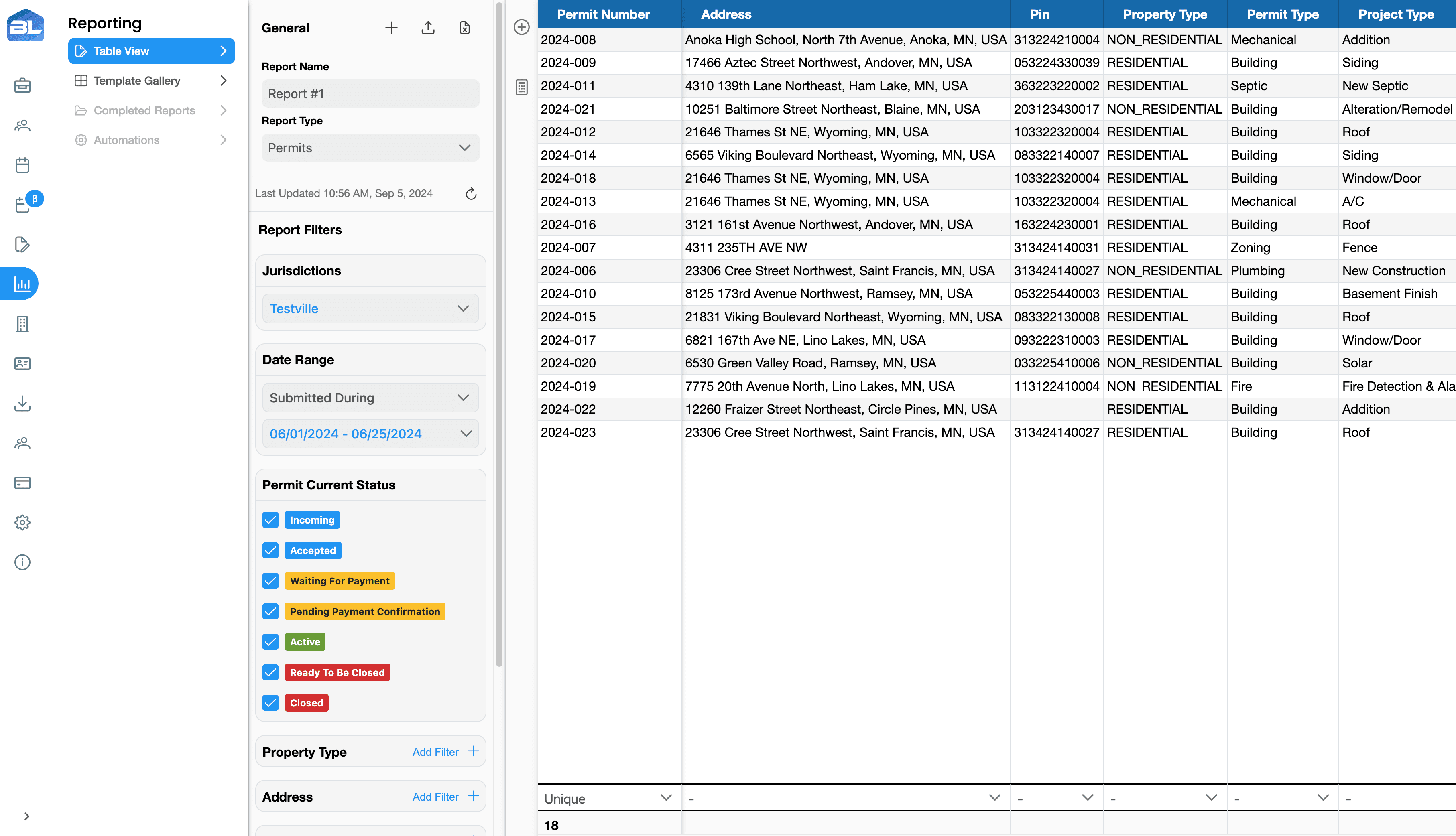 Screenshot of Baseline Permits